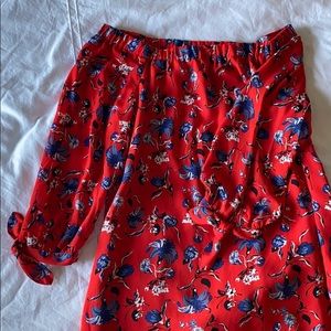 Red off the shoulder dress